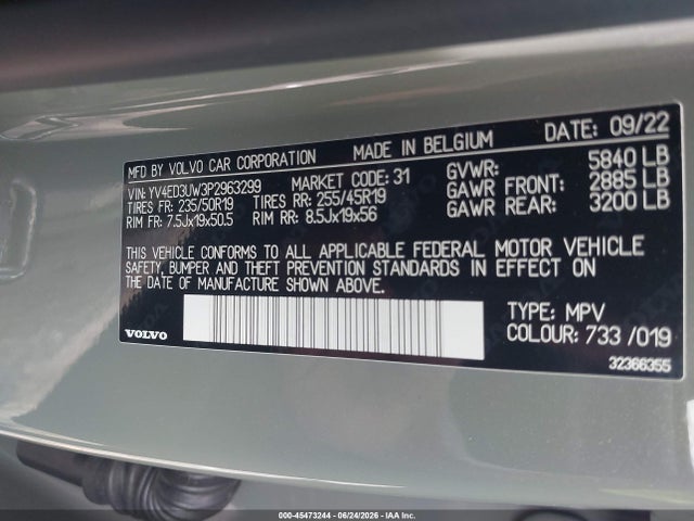 Aukcja sprzedaży 2023 Volvo Xc40 Recharge Pure Electric Twin Plus, vin: YV4ED3UW3P2963299, numer aukcji: 45473244