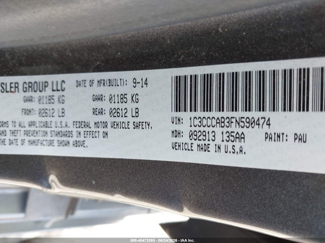 Продаж на аукціоні авто 2015 Chrysler 200 Limited, vin: 1C3CCCAB3FN590474, номер лоту: 45473265