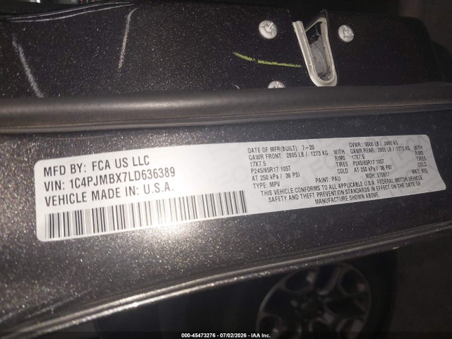Jeep Cherokee Trailhawk 4x4 2020 1C4PJMBX7LD636389 Image 9