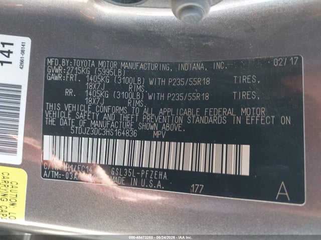 Toyota Sienna Le 7 Passenger 2017 5TDJZ3DC3HS164836 Image 9