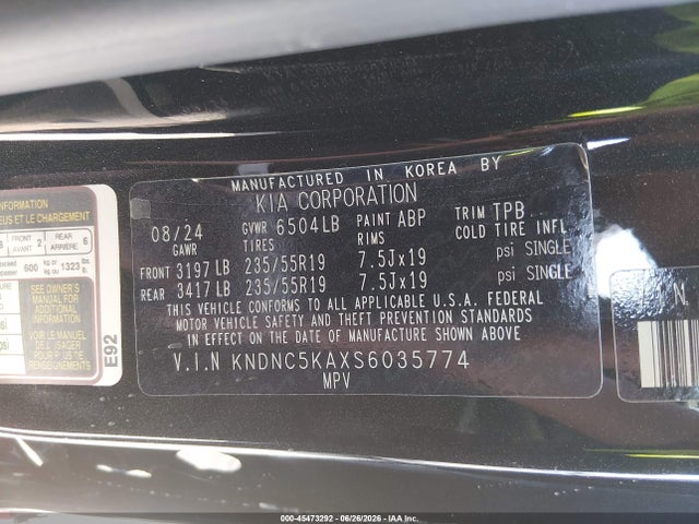 KNDNC5KAXS6035774 KIA Carnival Mpv Hybrid Ex
