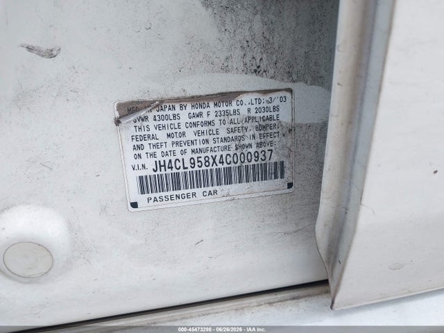 Продаж на аукціоні авто 2004 Acura Tsx, vin: JH4CL958X4C000937, номер лоту: 45473298