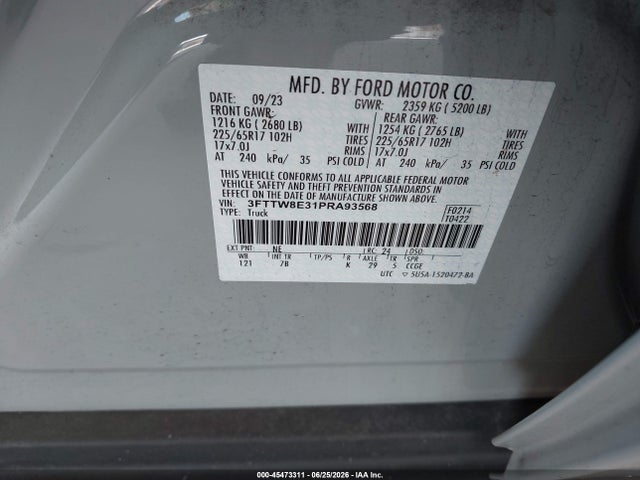 Продажа на аукционе авто 2023 Ford Maverick Lariat/xl/xlt, vin: 3FTTW8E31PRA93568, номер лота: 45473311