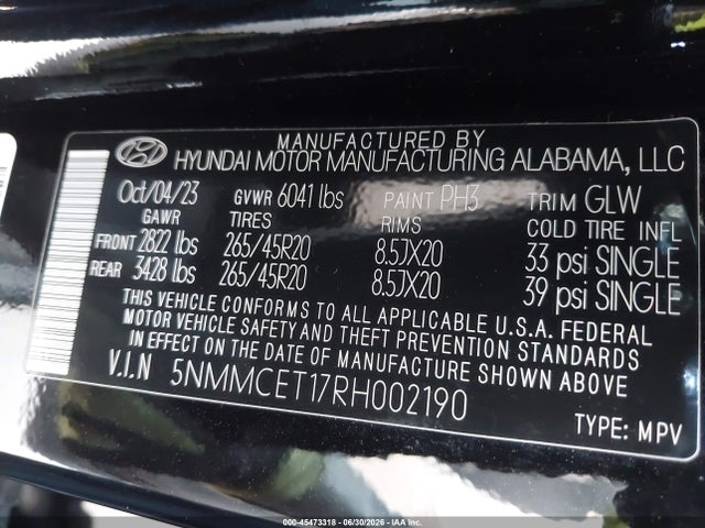 45473318 :رقم المزاد ، 5NMMCET17RH002190 vin ، 2024 Genesis Electrified Gv70 Advanced Awd مزاد بيع