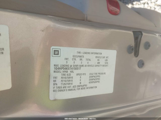 45473424 :رقم المزاد ، 1G4HP54KX14150517 vin ، 2001 Buick Lesabre Custom مزاد بيع