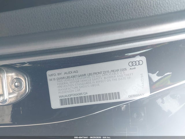 Aukcja sprzedaży 2019 Audi A3 40 Premium/40 Titanium Premium, vin: WAUAUGFF2KA085124, numer aukcji: 45473441