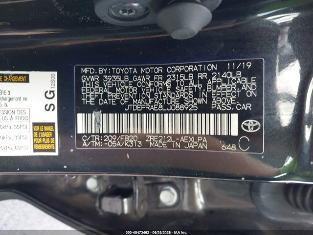 Продажа на аукционе авто 2020 Toyota Corolla Le, vin: JTDEPRAE8LJ088925, номер лота: 45473462