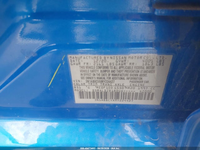 3N1AB8CVXMY224427 Nissan Sentra Sv Xtronic Cvt