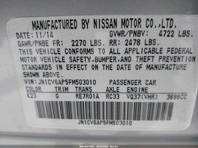 Infiniti Q40 2015 JN1CV6AP5FM503010 Image 9