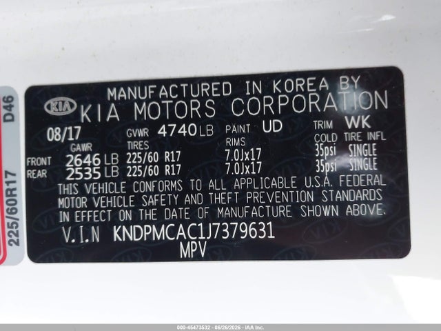 KIA Sportage Lx 2018 KNDPMCAC1J7379631 Image 9