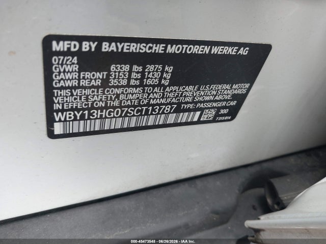 Продаж на аукціоні авто 2025 Bmw I5 Xdrive40, vin: WBY13HG07SCT13787, номер лоту: 45473548