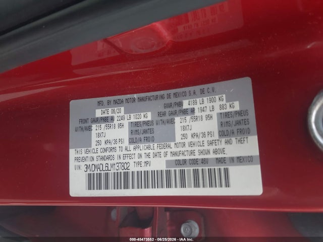 2020 Mazda Cx-30 Preferred Package მანქანა იყიდება აუქციონზე, vin: 3MVDMADL6LM137802, აუქციონის ნომერი: 45473552