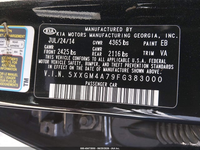 KIA Optima Lx 2015 5XXGM4A79FG383000 Image 9