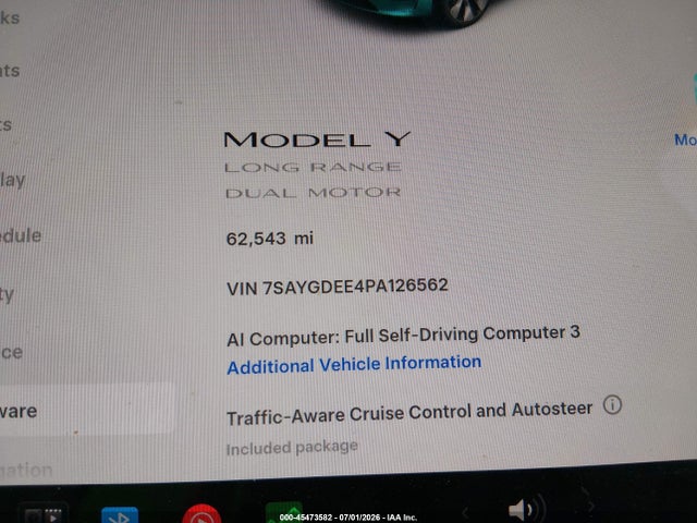 Aukcja sprzedaży 2023 Tesla Model Y Awd/long Range Dual Motor All-wheel Drive, vin: 7SAYGDEE4PA126562, numer aukcji: 45473582