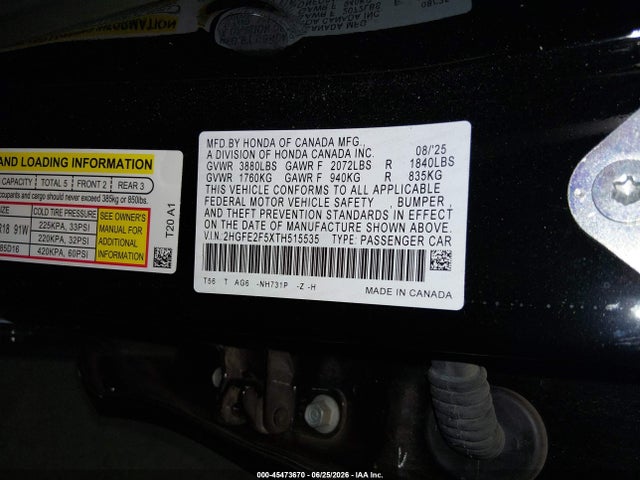 Honda Civic Sport 2026 2HGFE2F5XTH515535 Image 9