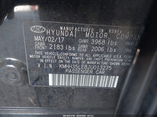 Aukcja sprzedaży 2018 Hyundai Elantra Gt, vin: KMHH35LE8JU013275, numer aukcji: 45473768