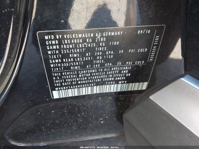 WVGRV7AX6HK005387 Volkswagen Tiguan 2.0t Wolfsburg Edition