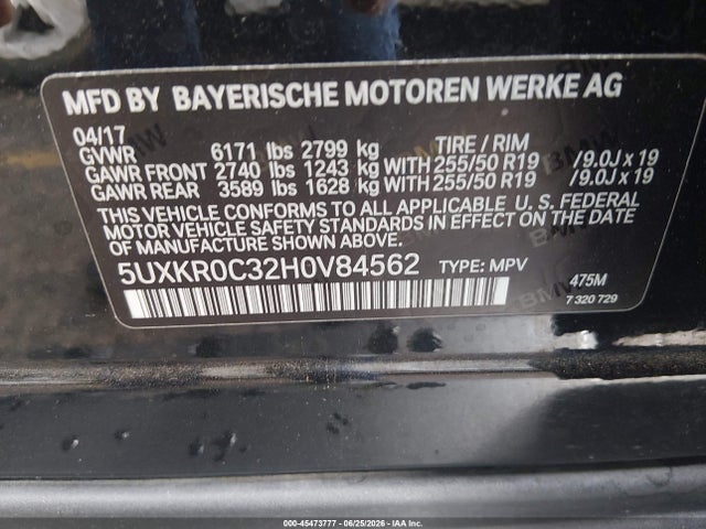 Aukcja sprzedaży 2017 Bmw X5 Xdrive35i, vin: 5UXKR0C32H0V84562, numer aukcji: 45473777