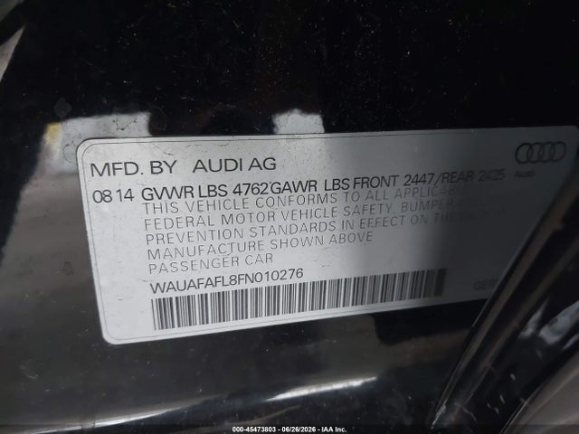 Auction sale of the 2015 Audi A4 2.0t Premium, vin: WAUAFAFL8FN010276, lot number: 45473803
