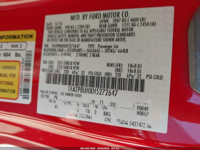 Ford Mustang Ecoboost Premium 2017 1FATP8UHXH5272647 Image 9