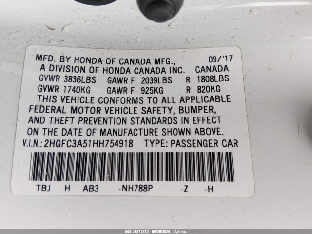Honda CIVIC SI 2017 2HGFC3A51HH754918 Image 9