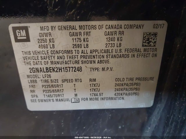 2GNALBEK2H1577248 Chevrolet EQUINOX LS