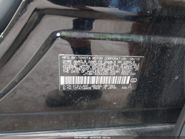 Продаж на аукціоні авто 2010 Lexus Es 350, vin: JTHBK1EGXA2401025, номер лоту: 45473937