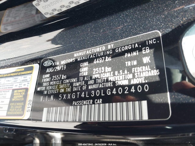 Продажа на аукционе авто 2020 Kia Optima Lx, vin: 5XXGT4L30LG402400, номер лота: 45473942