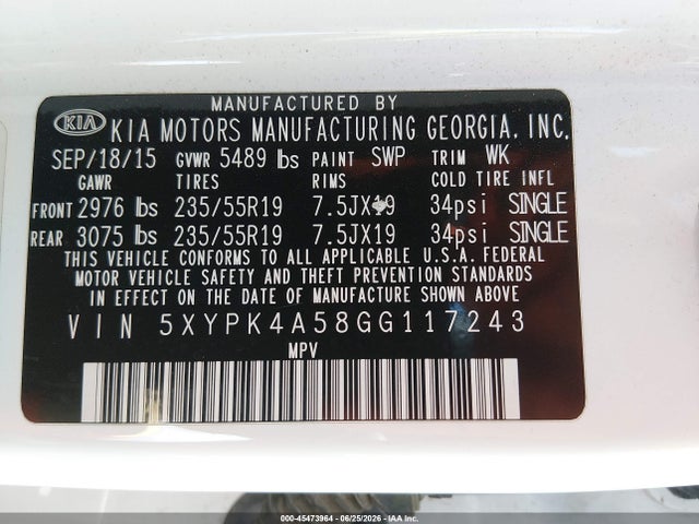 KIA Sorento 3.3l Sx 2016 5XYPK4A58GG117243 Image 9