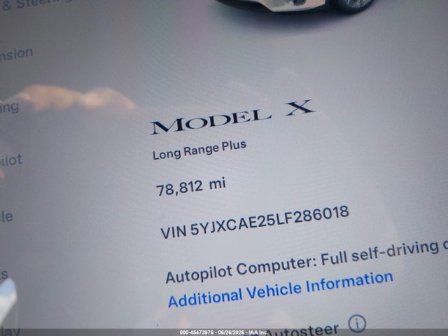 Aukcja sprzedaży 2020 Tesla Model X Long Range Dual Motor All-wheel Drive/long Range Plus Dual Motor All-wheel Drive, vin: 5YJXCAE25LF286018, numer aukcji: 45473976