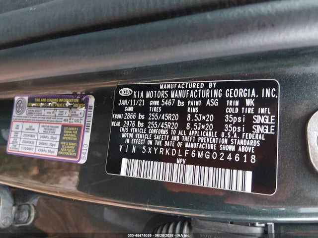 KIA Sorento Sx Prestige 2021 5XYRKDLF6MG024618 Image 9