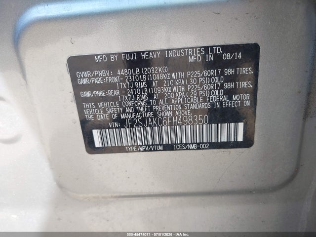Subaru Forester 2.5i Limited 2015 JF2SJAKC6FH498350 Image 9
