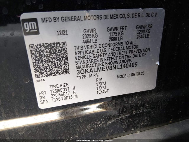 3GKALMEV8NL140495 GMC Terrain Fwd Sle