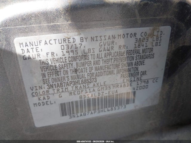 3N1AB7AP3HL685373 Nissan SENTRA SV