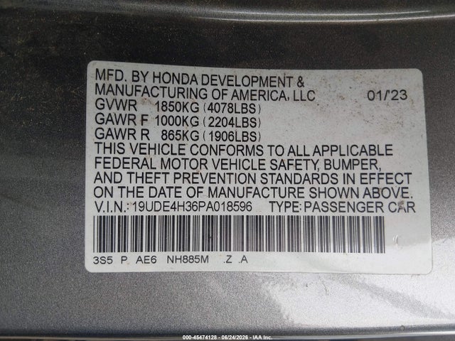 2023 Acura Integra A-spec მანქანა იყიდება აუქციონზე, vin: 19UDE4H36PA018596, აუქციონის ნომერი: 45474128