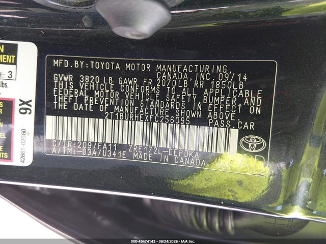 Toyota COROLLA L 2015 2T1BURHEXFC256095 Image 9