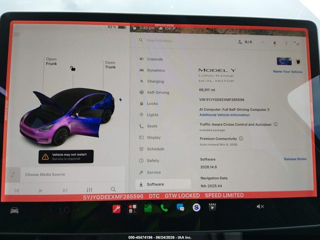 45474196 :رقم المزاد ، 5YJYGDEEXMF285596 vin ، 2021 Tesla Model Y Long Range Dual Motor All-wheel Drive مزاد بيع