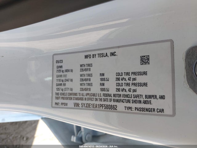 Tesla Model 3 Rear-wheel Drive 2023 5YJ3E1EA1PF580862 Image 9