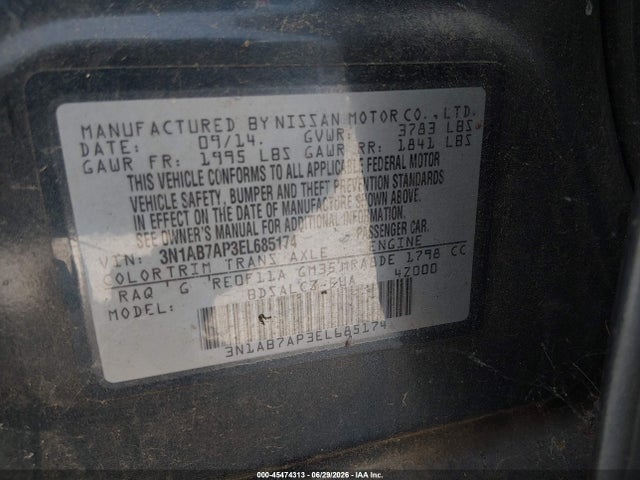 Nissan SENTRA S 2014 3N1AB7AP3EL685174 Image 9