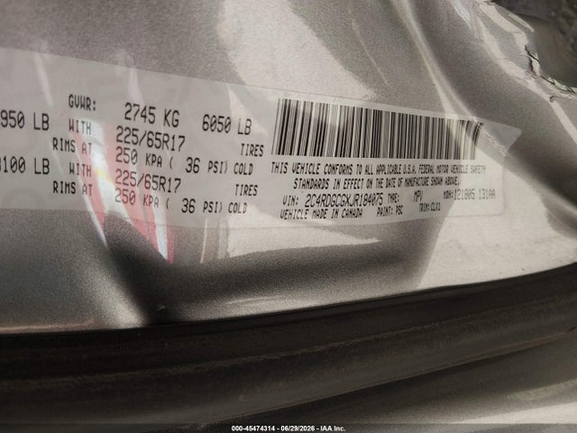 Продажа на аукционе авто 2018 Dodge Grand Caravan Sxt, vin: 2C4RDGCGXJR184075, номер лота: 45474314