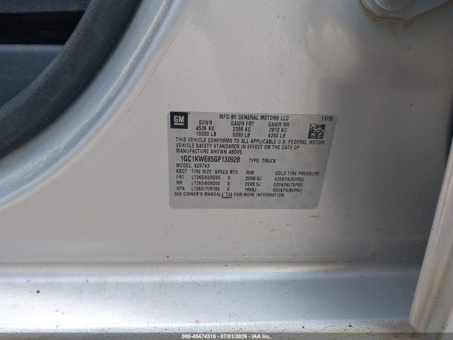 Продаж на аукціоні авто 2016 Chevrolet Silverado 2500hd Ltz, vin: 1GC1KWE85GF130928, номер лоту: 45474318