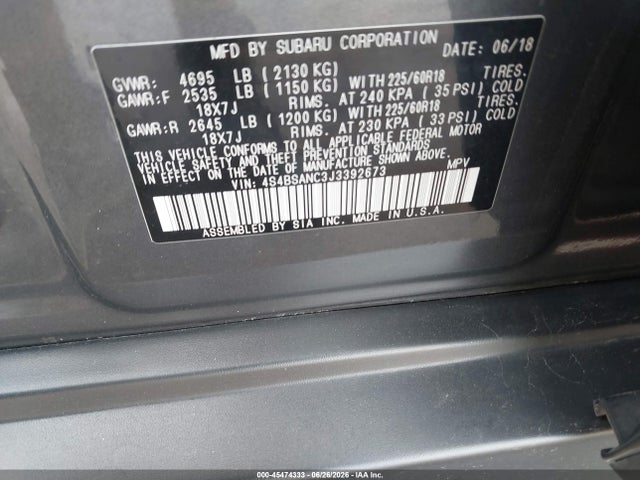 Subaru Outback 2.5i Limited 2018 4S4BSANC3J3392673 Image 9
