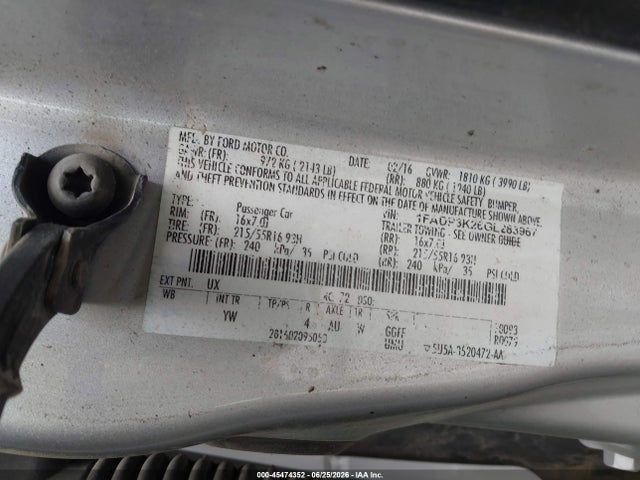 Aukcja sprzedaży 2016 Ford Focus Se, vin: 1FADP3K26GL283967, numer aukcji: 45474352