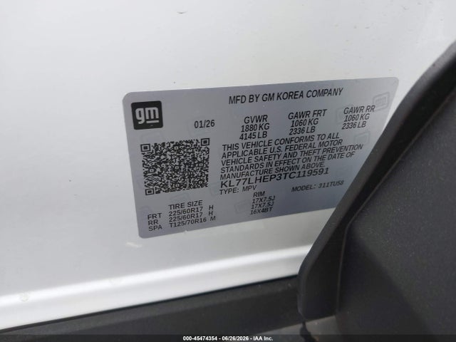 KL77LHEP3TC119591 Chevrolet Trax Fwd Lt