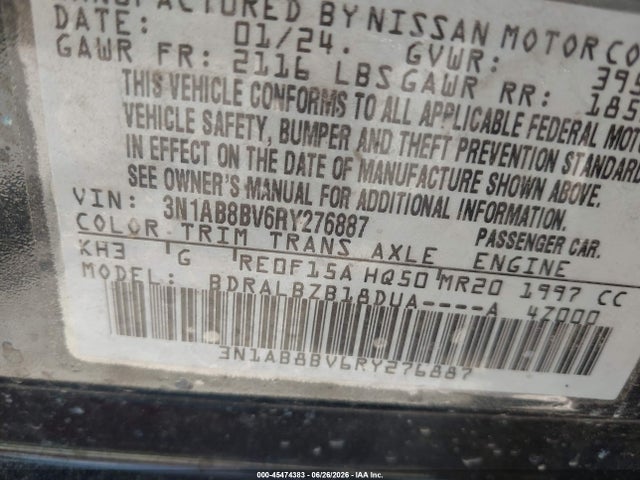 Nissan Sentra S Xtronic Cvt 2024 3N1AB8BV6RY276887 Image 9