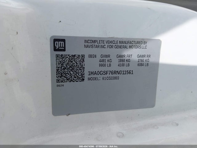 45474396 :رقم المزاد ، 1HA0GSF76RN011561 vin ، 2024 Chevrolet Express Cutaway Work Van مزاد بيع