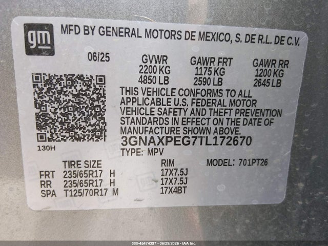 Chevrolet Equinox Awd Lt 2026 3GNAXPEG7TL172670 Image 9