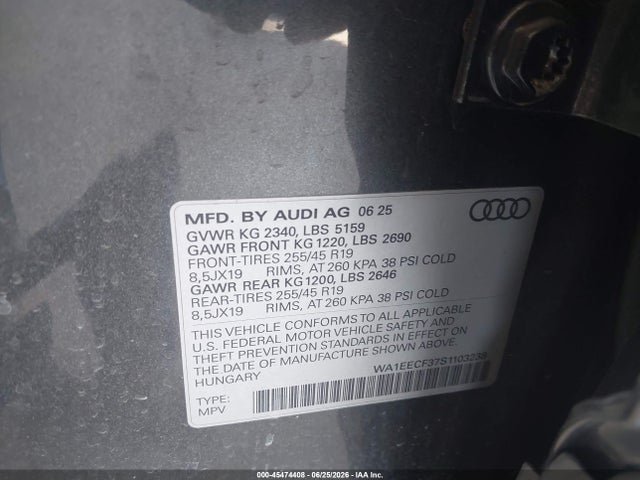 WA1EECF37S1103238 Audi Q3 Premium 45 Tfsi S Line Quattro Tiptronic