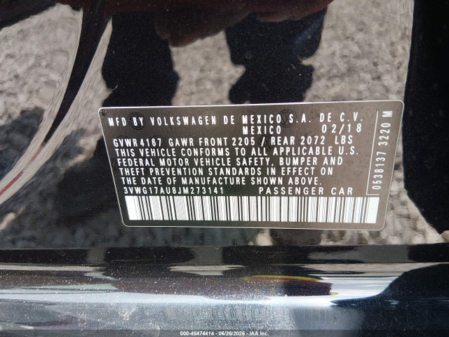 Продажа на аукционе авто 2018 Volkswagen Golf Tsi S/tsi Se, vin: 3VWG17AU8JM273141, номер лота: 45474414