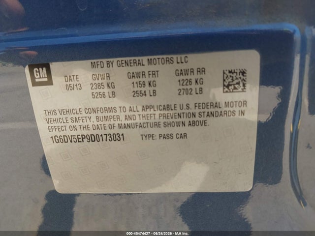 45474427 :رقم المزاد ، 1G6DV5EP9D0173031 vin ، 2013 Cadillac Cts-v مزاد بيع
